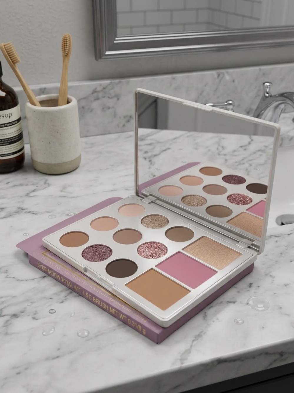 Laura Geller Neutral & Pink Eyeshadow Palette with Shimmers